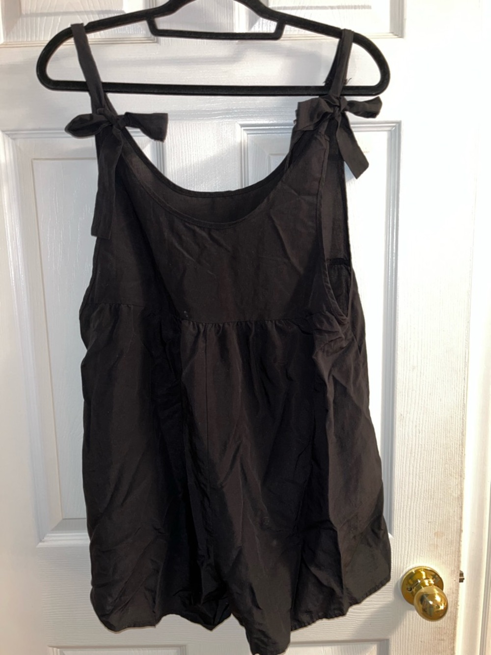 Black Tie-Shoulder Tank Top